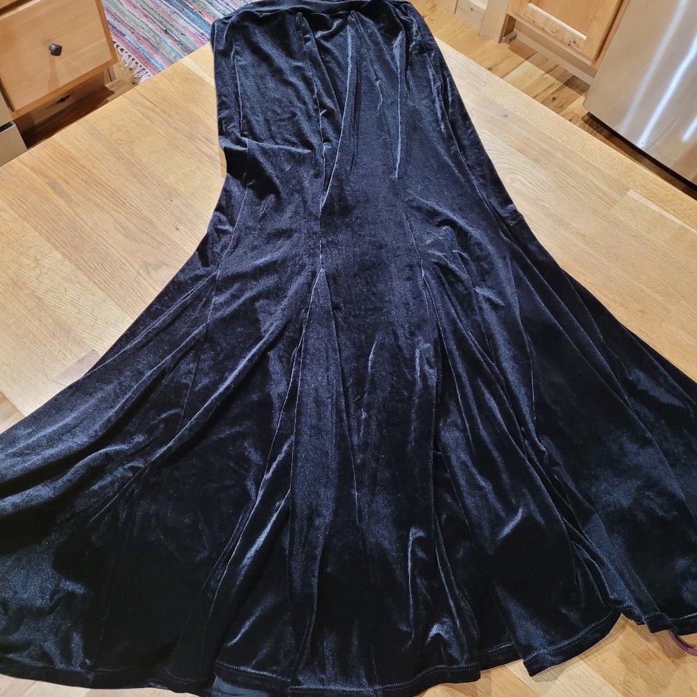 Black Velvet Trumpet Skirt with Two Gords, Bellydance